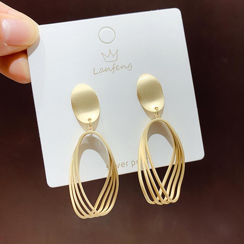 

Dangle & Chandelier 2021 Vintage Geometric Earrings For Women Statement Earring Jewelry Carved Metal Earing Fashion Trendy Gift
