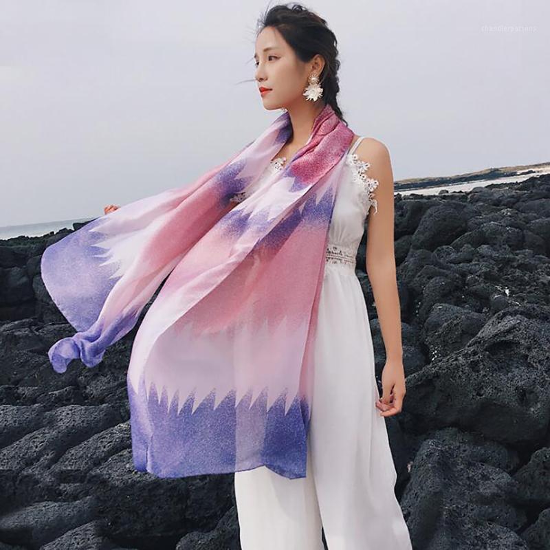 

Scarves 2021 Summer Gradient Colours Scarf For Women/Ladies Fashion Long Shawls And Wraps Female