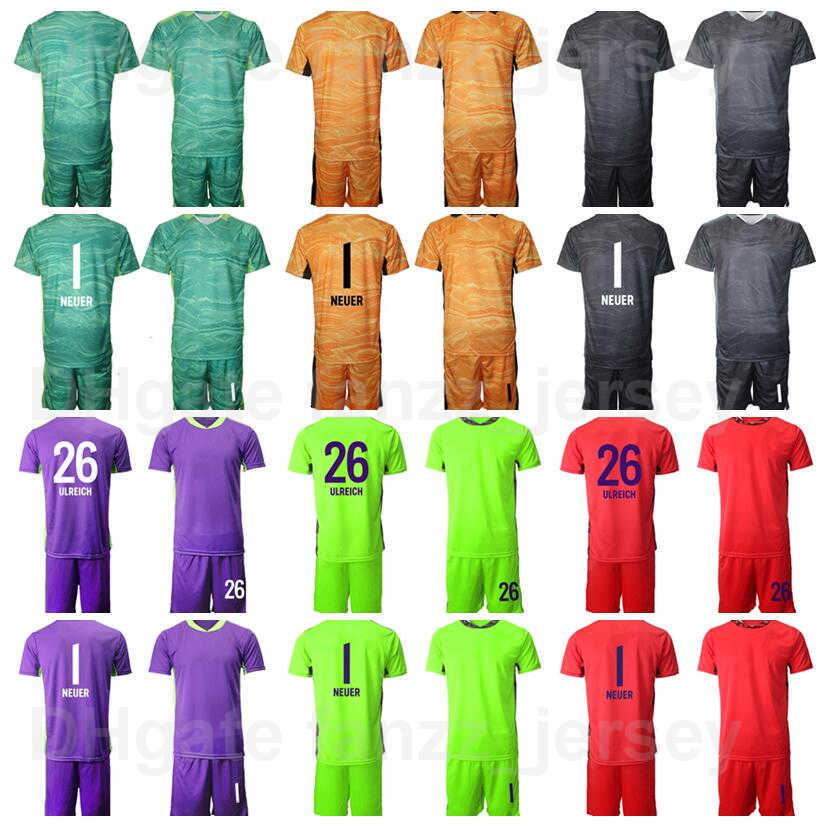 

Men Goalkeeper GK Soccer 1 Oliver Kahn Jersey Set Goalie 26 Sven Ulreich Sepp Maier Pfaff Manuel Neuer Football Shirt Kits Custom Name Number Green Black Red BaiRen