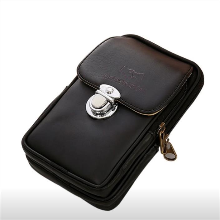 

fanny pack mobile phone bags brown black zipper coin purse pocket burse bag waist packs casual man good quality purses
