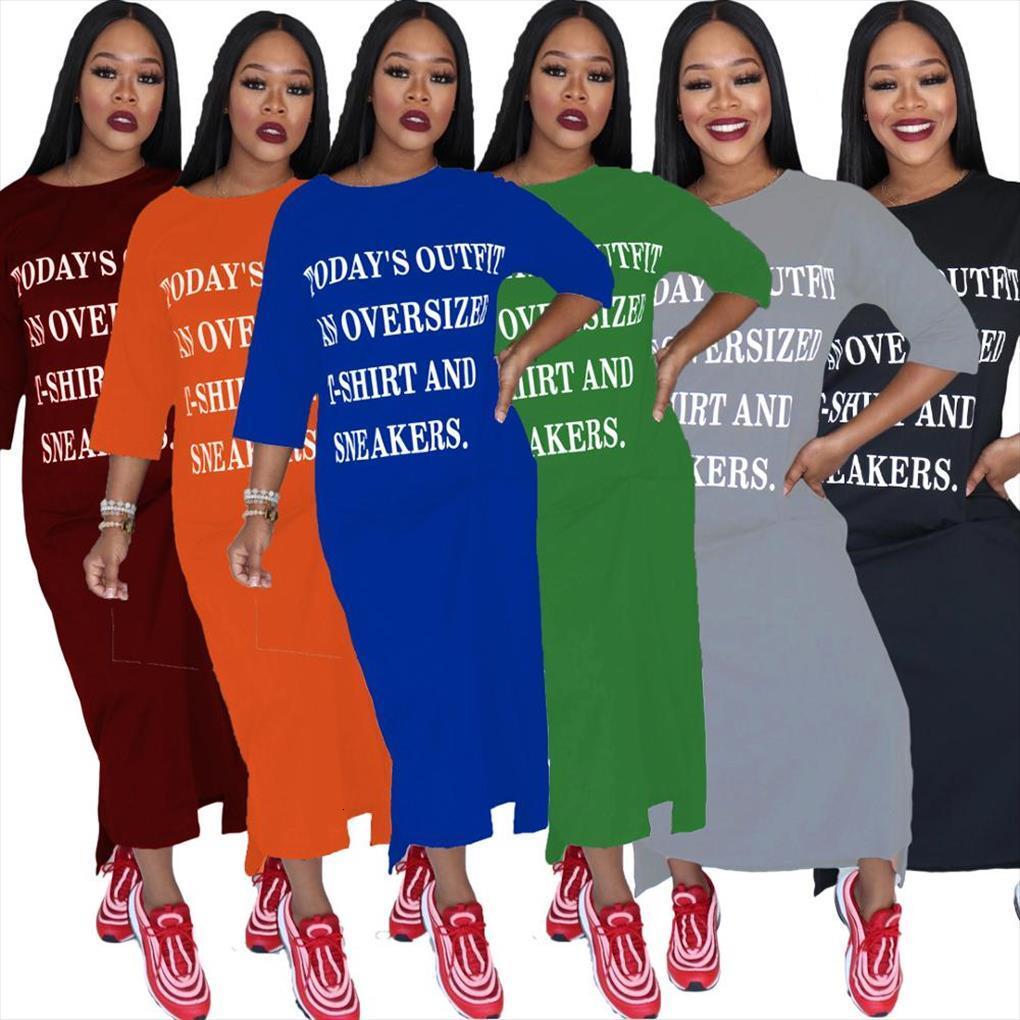 

fashion elegant casual style print women dresses letters o neck half sleeve loose midi dress vestidos, Black;gray