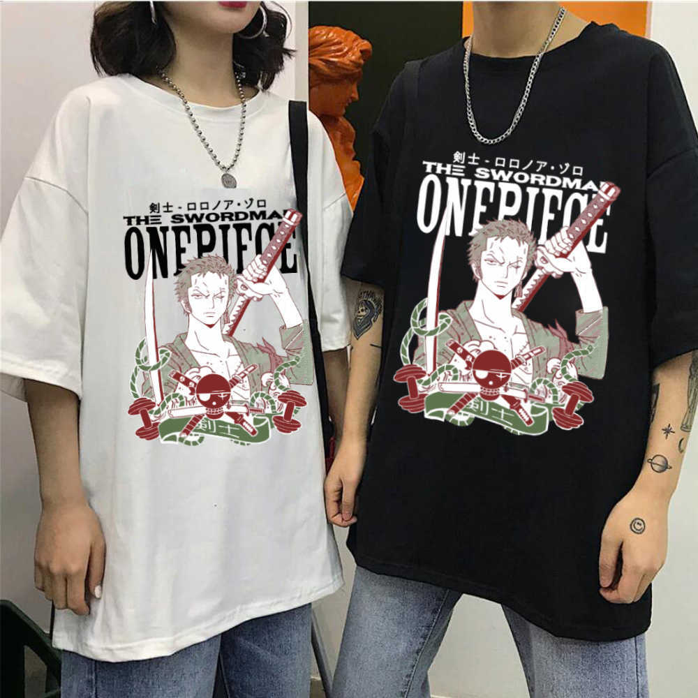 

One Piece Fashion Short Sleeve O-neck Casual Loose Print Anime T-shirt Y0809, Black