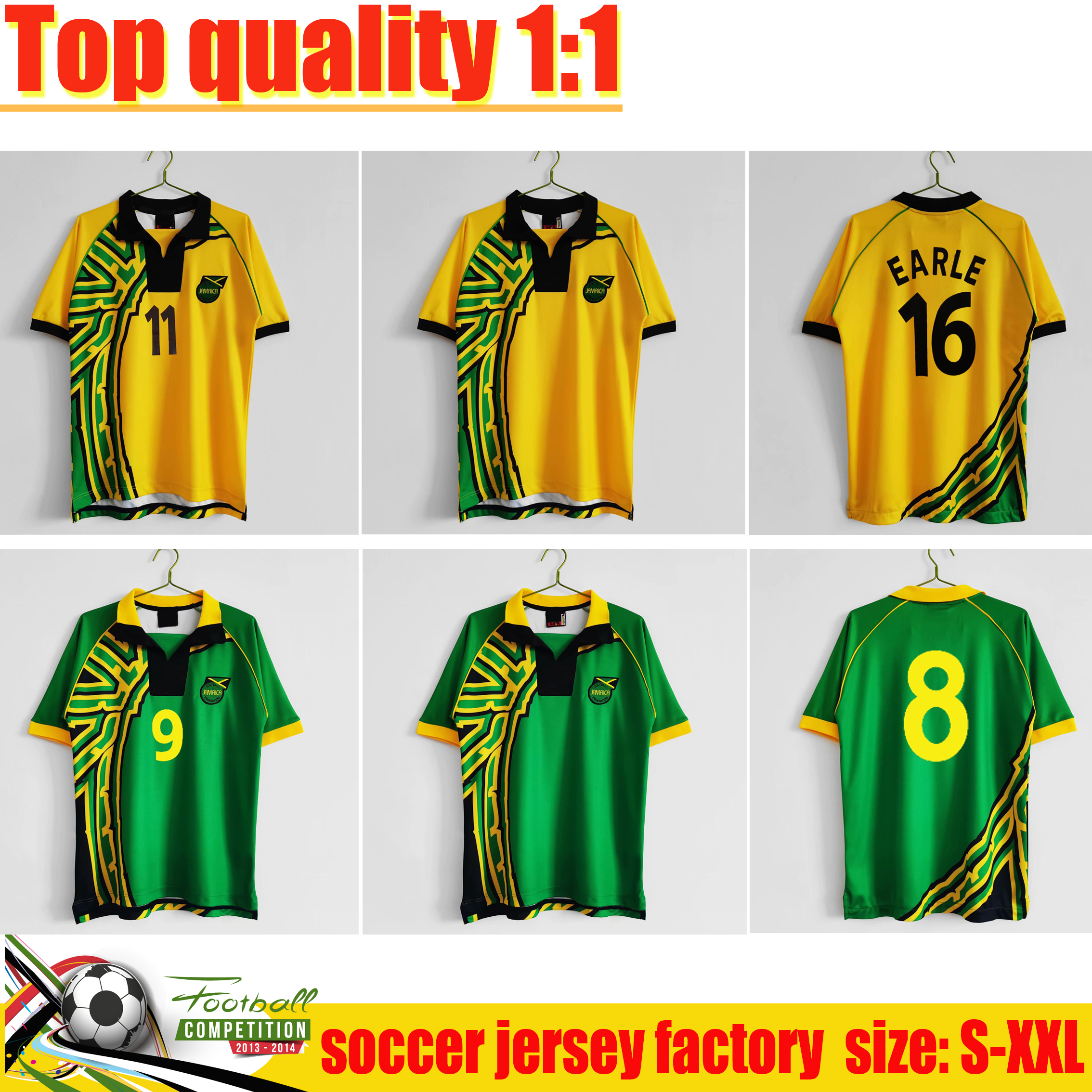 

1998 Jamaica soccer Jerseys 98 Retro home away GARDNER SINCLAIR BROWN DAWES SIMPSON CARGILL WHITMORE EARLE POWELL GAYLE WILLIAMS LOWE BURTON, Black;yellow