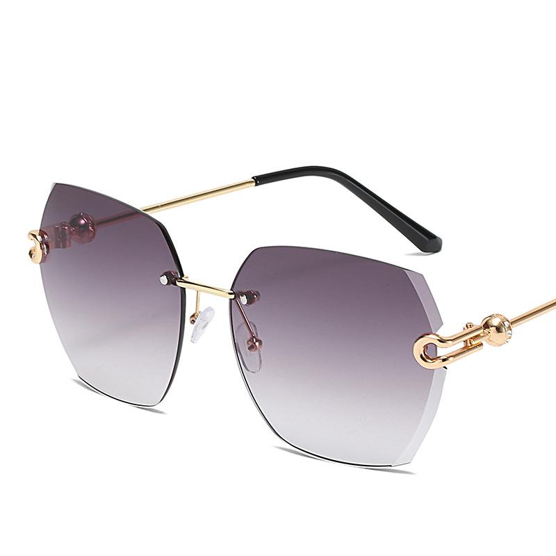 

Women Brand Designer Fashion Rimless Gradient Sun Glasses Shades Cutting Lens Ladies Frameless Eyeglasses 2021 Retro Sunglasses