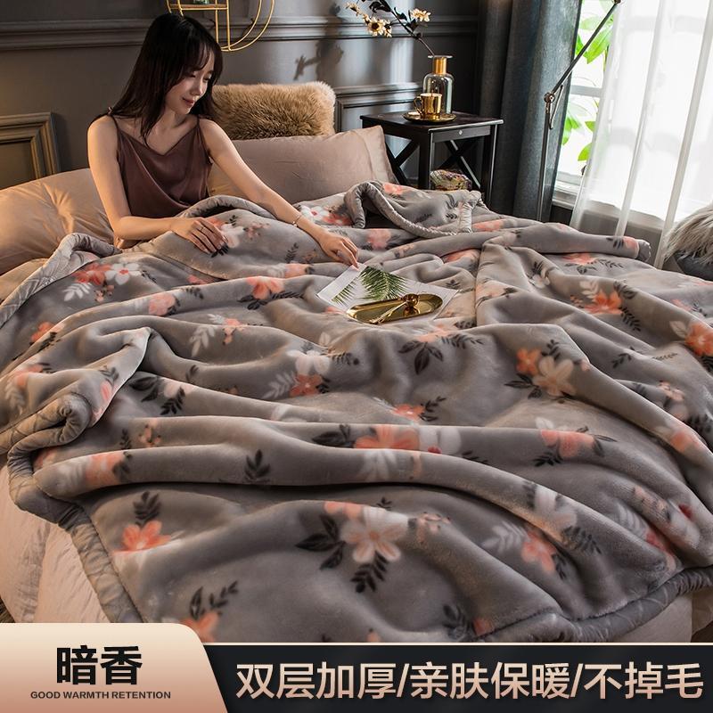 

Blankets Soft Warm Raschel Mink Blanket Double Layer Thick Fluffy Chunky Fleece Throw Twin Queen Size Faux Fur Printed For Winter