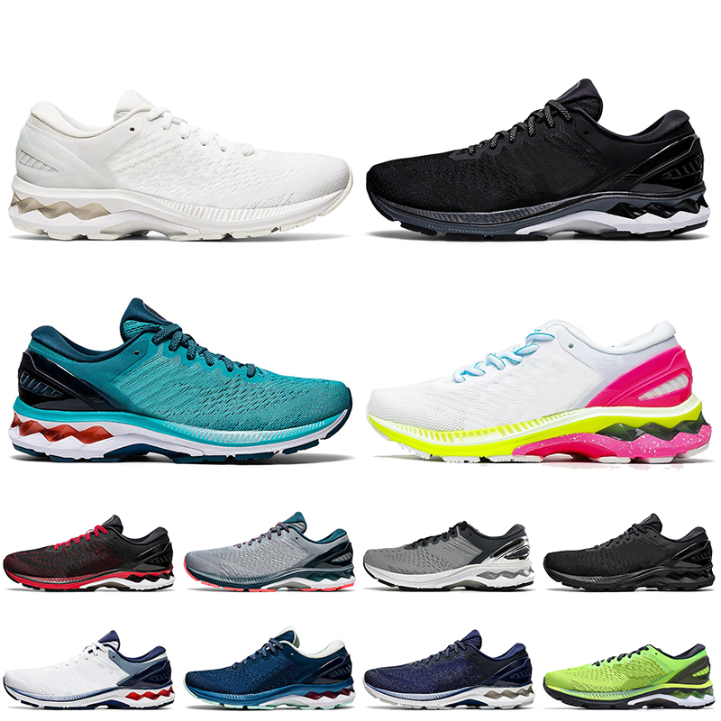 Top Quality Femmes Hommes Running Shoes Kayano 27 Triple Black Black Lite-Show K27 Techno Cyan Jogging Athletic Sports Baskets Sneakers Flytefoam