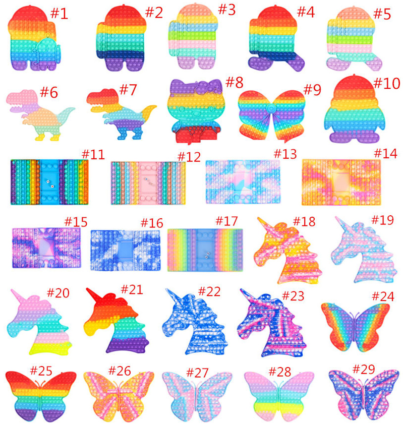 

30cm Big Fidget Toys Push Bubble Party Favor Unicorn Dinosaur Butterfly Board Game Soft Pop Sensory Puzzles Giant Large Size Poo-its Bubbles Autism Toy Gifts