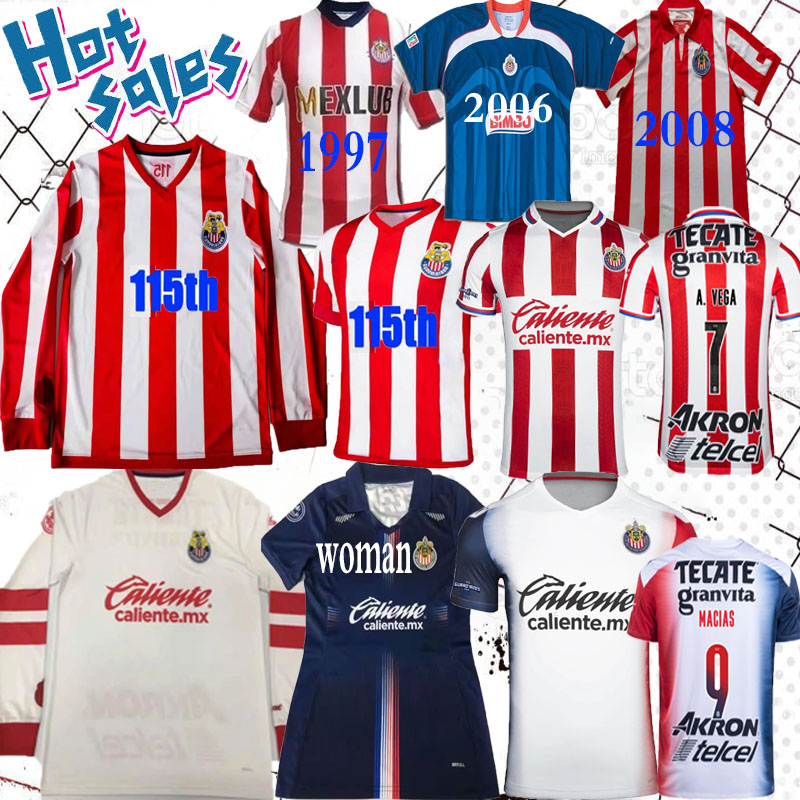 

America Chivas regal soccer jersey 1996 1997 2007 2008 115 anniversary 110 100 Retro 2021 Guadalajara VINTAGE man women GOALKEEPER football shirt, 2021 man away