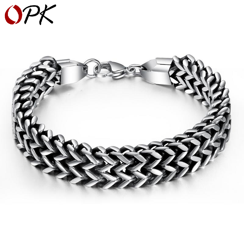 

Titanium Steel Mens Bracelet Foreign Trade Hot Vintage Double-Layer Scale Bracelet Power Style Personalized Trendy Men Student Jewelry, Golden;silver