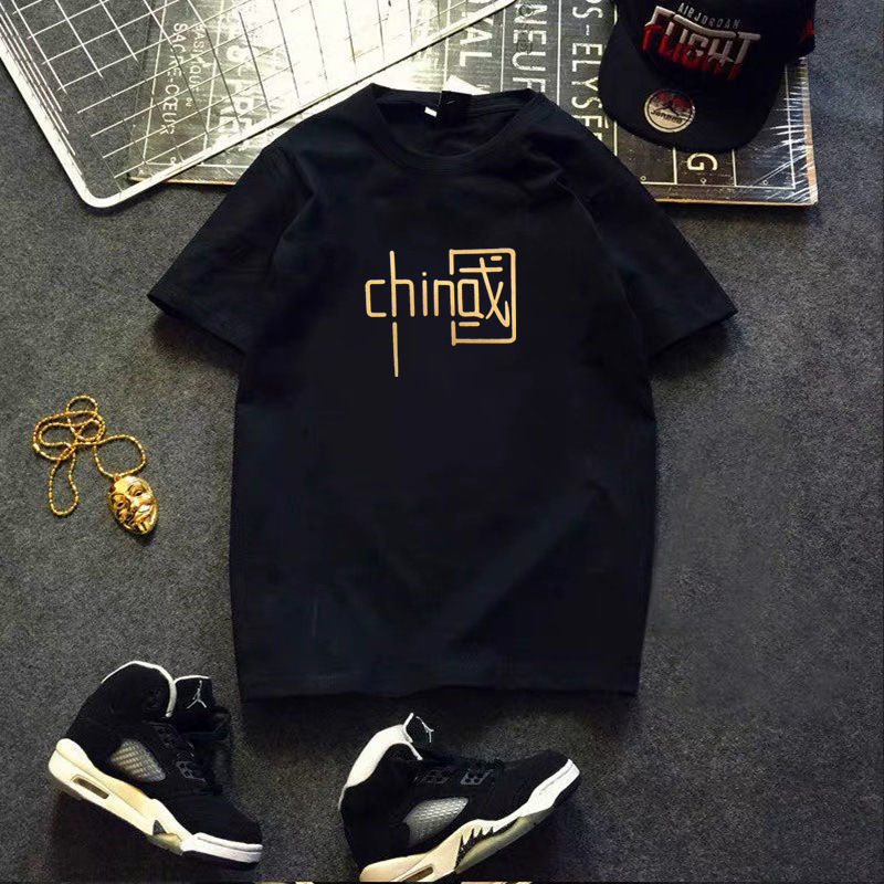 

t shirt summer men's short sleeve women's loose cotton half brand trend bottomed, White;black