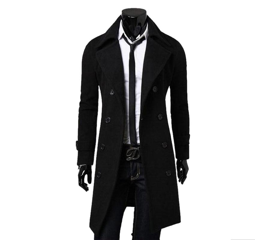 

Men's Trench Coats Jacket Overcoat Casual Slim Fit Windbreak Solid Long Fashion Winter Plus Size, Tan;black
