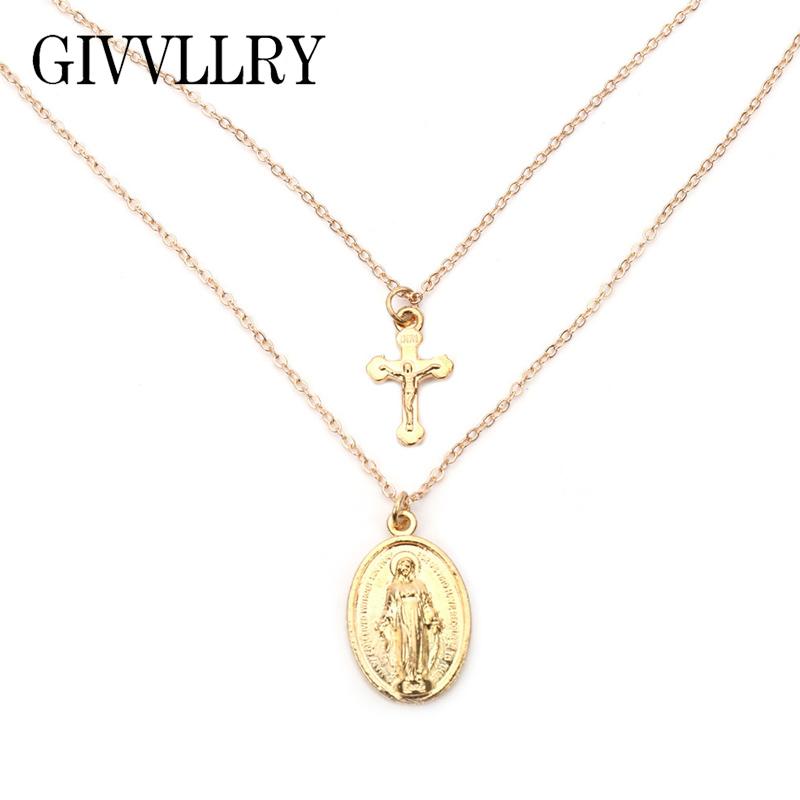 

Pendant Necklaces Religious Jesus Cross Choker For Women Faith Gold Necklace Kolye