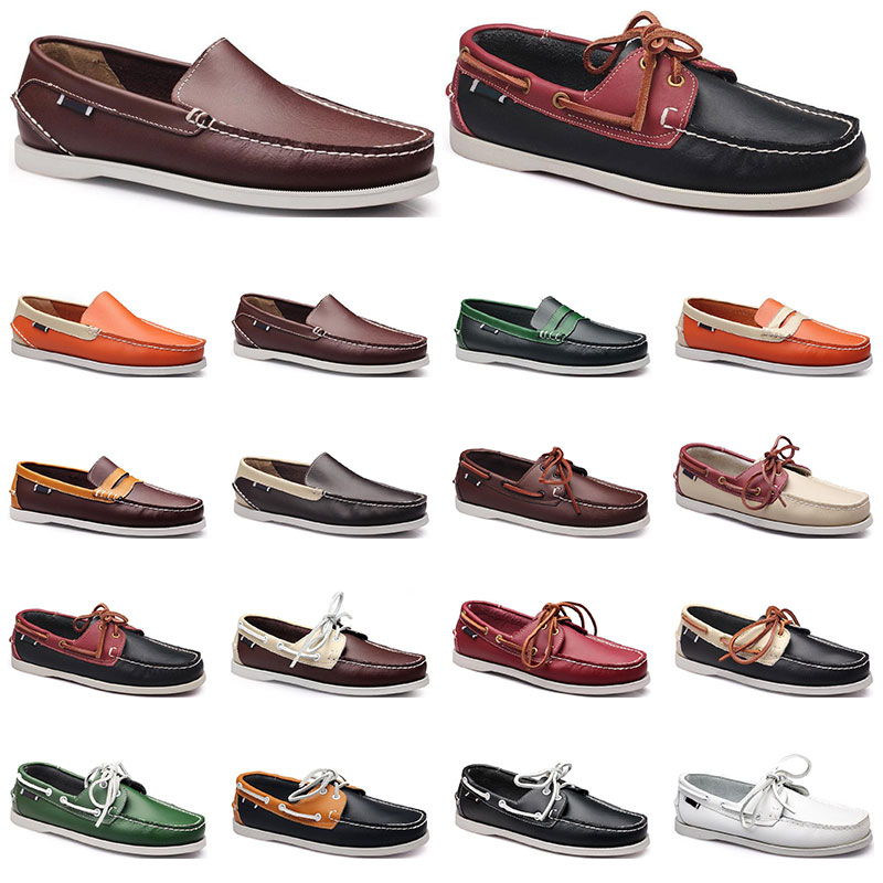 

Womens sneakers Sailing shoe mens casual leather shoes black white red green orange brown outdoor trainers size 38-45 twenty six, 14