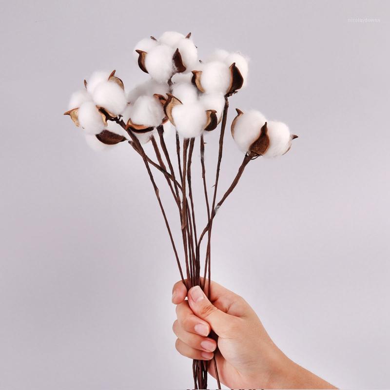 

Decorative Flowers & Wreaths White Dried Cotton Flower Home Decoration Artificial Branch Wedding Bridesmaid Bouquet Decor Fake