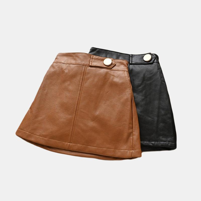 Skirts #K06294 Children's Clothing Girls PU Leather Skirt / 2-7 Years Old Black,Brown-image-733195545