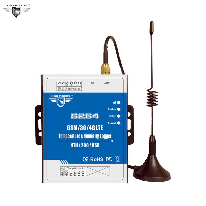 

GPRS Remote Control SMS 2G/3G/4G Temperature Humidity Monitoring Data Logger 200000 Records Alarm System KING PIGEON S264 Systems
