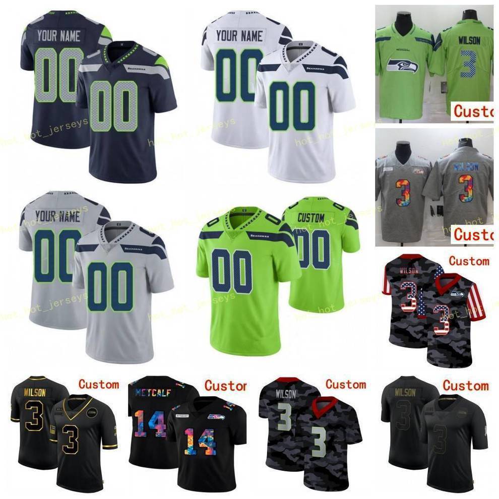 

3 Russell WiIson 14 DK Metcalf SeattIe Seahavvk Custom Men Women Kids Football Jersey Seahavvks Jamal Adams Tyler Lockett Bobby Wagner, Black;red