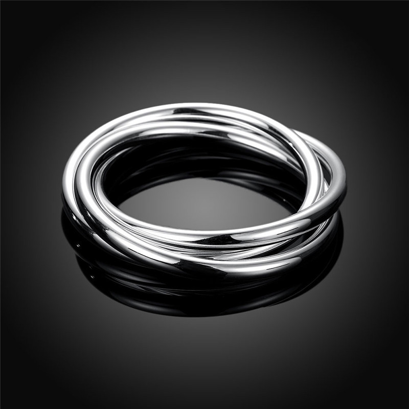 

925 Sterling Silver Cuff Braceletes Bangles Women Three Lines Smooth High Quality Solid Bracelet Bangles Fashion Jewelry 1218 T2