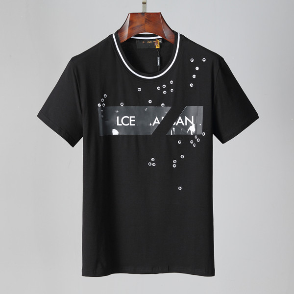

Summer Retro Mens Tops Designer Rhinestone T-Shirts Short-sleeve Slim Crew Neck Casual Shirts Tee Mercerized Cotton, M-3XL9