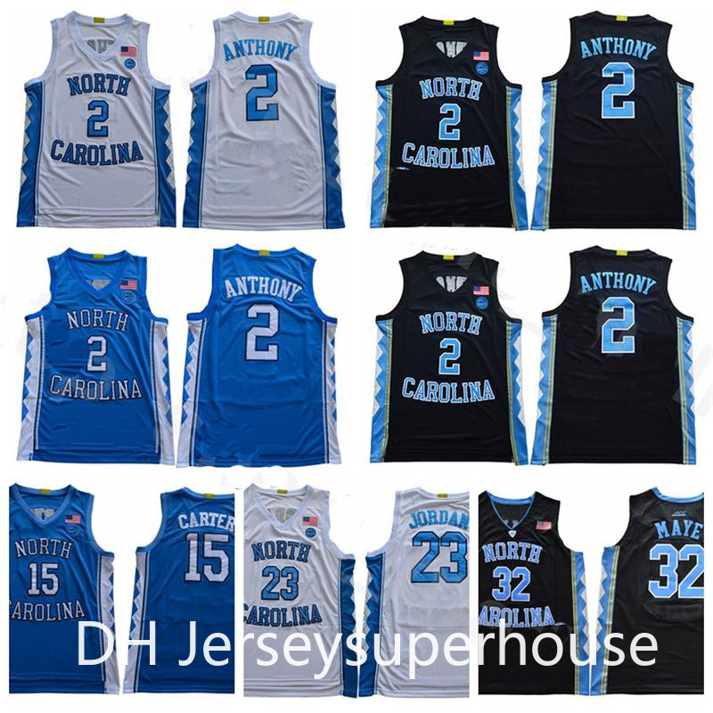 

North Carolina Tar Heels College Cole Anthony Jersey 2 Basketball Vince Carter 15 Luke Maye 32 Nassir Little 5 Black White Blue Stitched