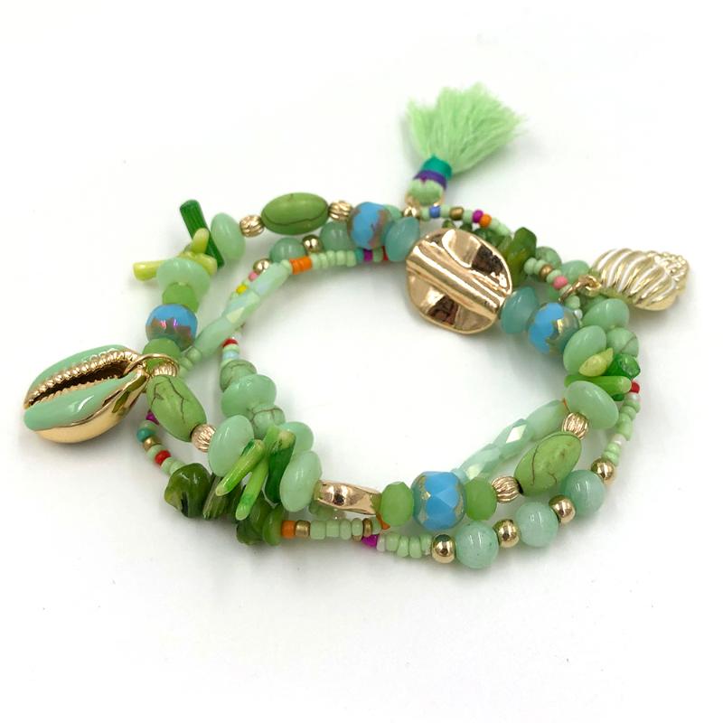 

Link, Chain 2021 Spring Bohemian Boho Cowrie Shell Beads Bracelets For Women Tassel Charm Bracelet Natural Stone Beaded Bangle