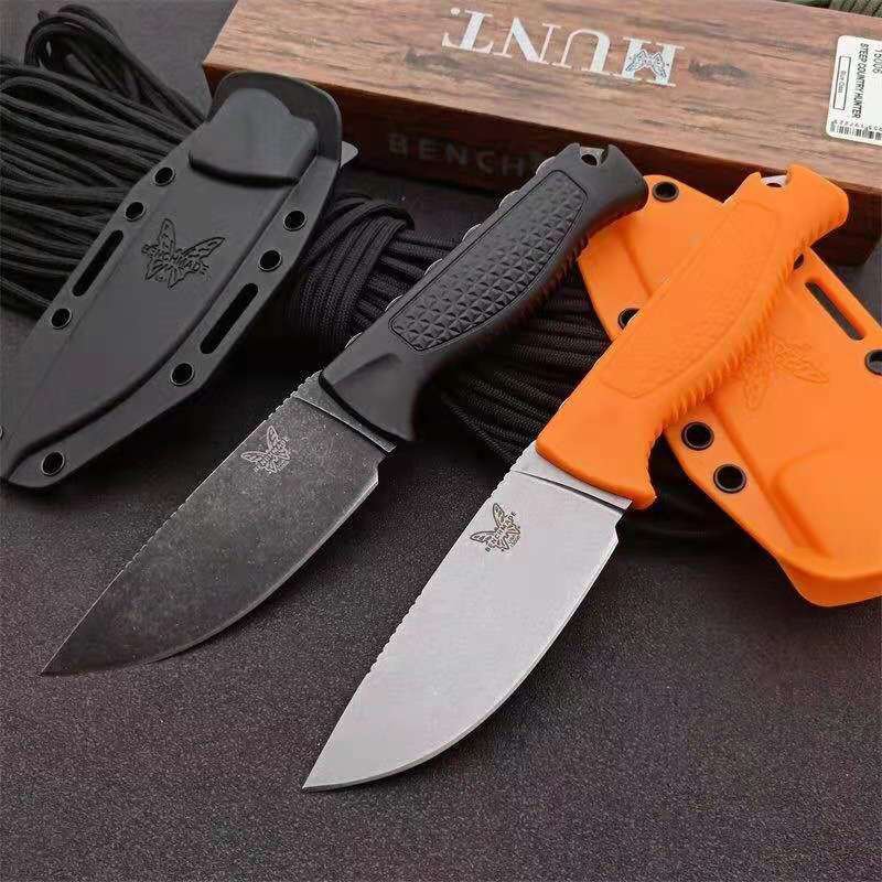 

Benchmade Hunt Steep Country Fixed Blade Knife 3.54" S30V Drop Point, Orange Santoprene Handles, Nylon glass fiber Sheath - 15006
