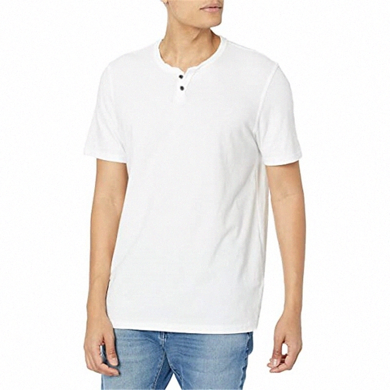 T-shirt pour hommes Couleur solide V ecouff Casual Bouton quotidien Haut-bas à manches courtes Mode légère et grande taille Sports blancs blanc g