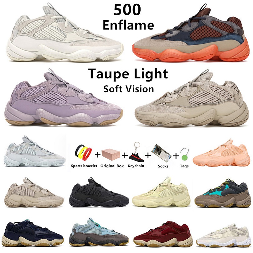 

Enflame 500 mens running shoes 500s Stone Soft Vision Taupe Light Utility Black Moon Yellow Bone white Blush men women trainers sports sneakers with box 36-46, Color#6