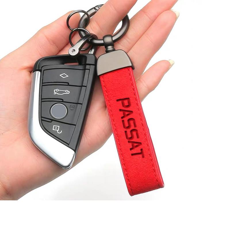 Keychains Accessoires de voiture Exclusif Keychain Cuir Sude Lanière de luxe pour VW Passat B5 B6 B7 B8 4S