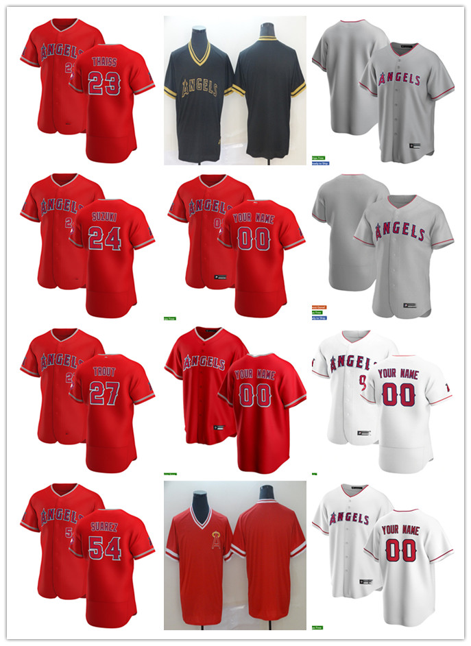 

Mens Womens Youth 54 Jose Suarez 24 Kurt Suzuki 23 Matt Thaiss 27 Mike Trout Custom Baseball Jersey Blank red white gray, Blue;black