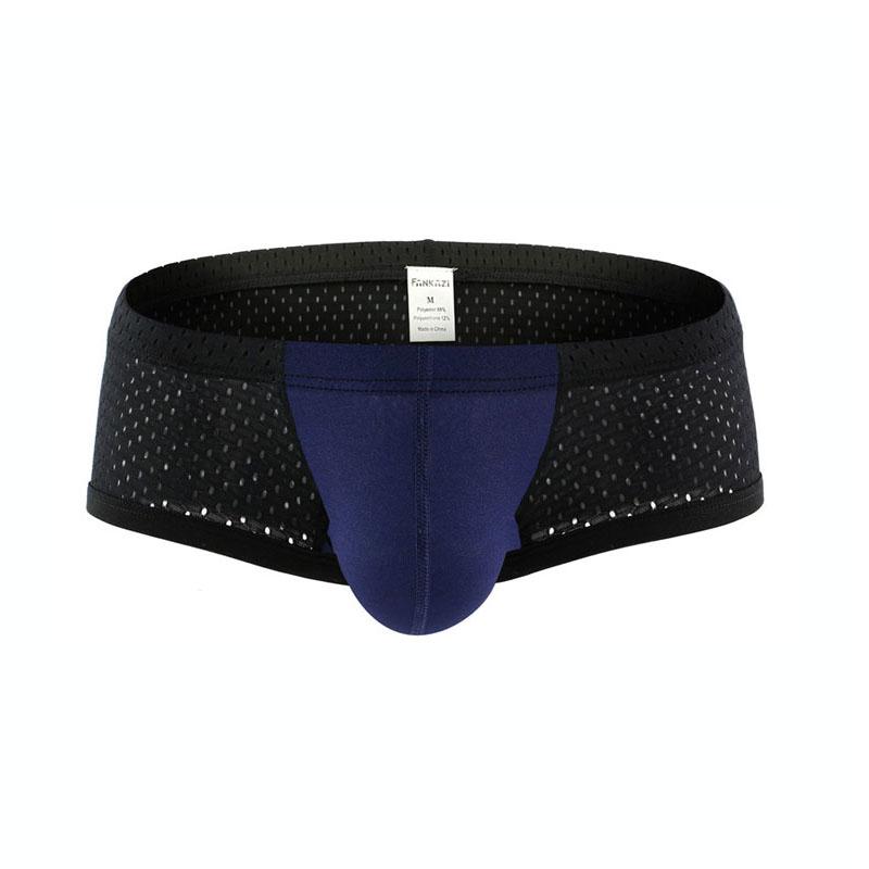 

Underpants Boxers Sexy Men Underwear Breathable Holes Low Waist Patchwork Gay Calzoncillos Hombre Slips Male Shorts Trunks, Black