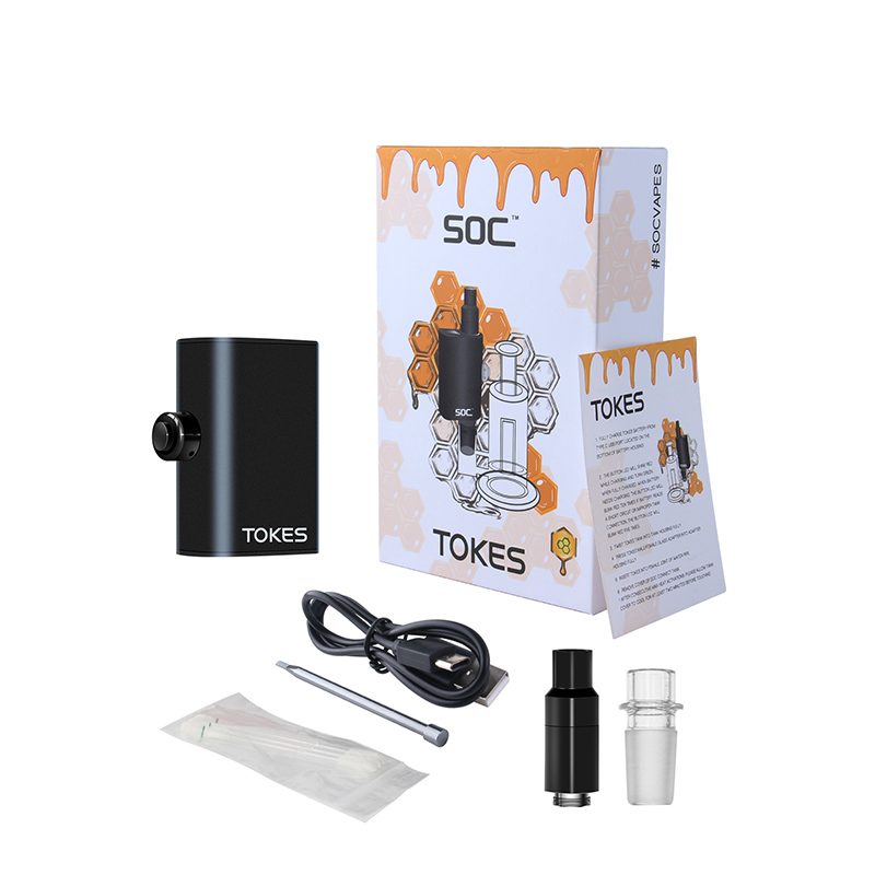 

SOC Tokes 2in1 Kits Wax and Liquid Tank Variable Voltage 650mAh Dabber Enail Electric Collector Kit with Adapter Preheat Mod Fit Glass Bong Water Pipes, Black