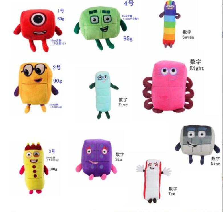 

10 style  new Plush toy product Numberblocks digital building block doll children's mathematics enlightenment animation dolls