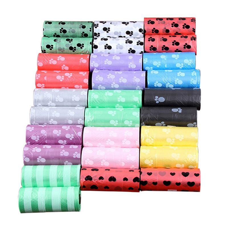 

15pcs Per Roll Degradable Pet Dog Waste Poop Bag, Print Printing Outdoor Cleaning Garbage Bag,Durable Friendly Pooper Bag Travel & Outdoors