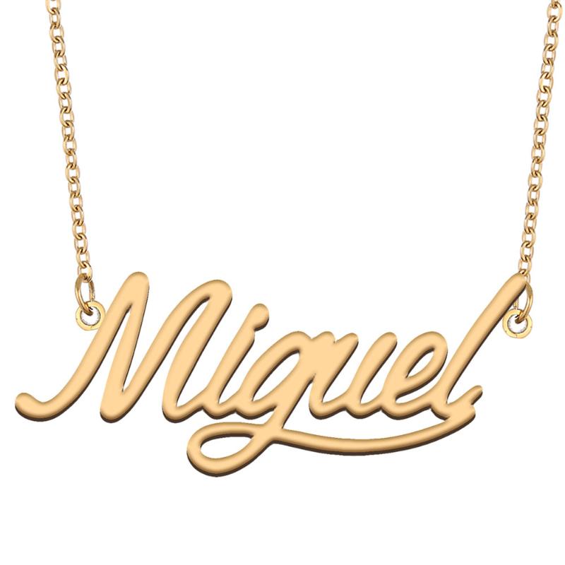 

Pendant Necklaces Miguel Name Necklace For Women Stainless Steel Jewelry 18k Gold Plated Nameplate Femme Mother Girlfriend Gift