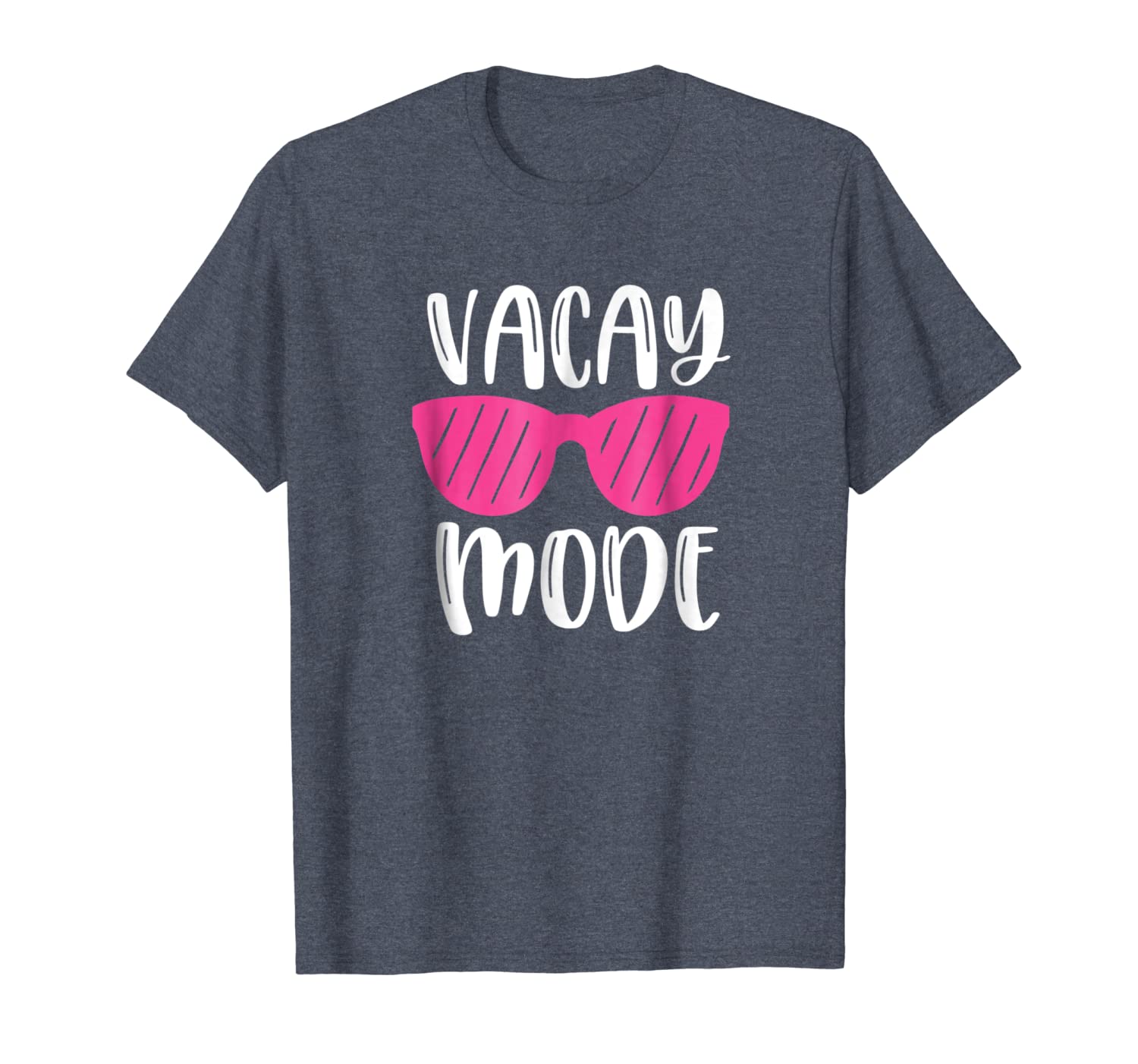 

summer tshirt - vacay mode shirt with pink sunglasses, White;black