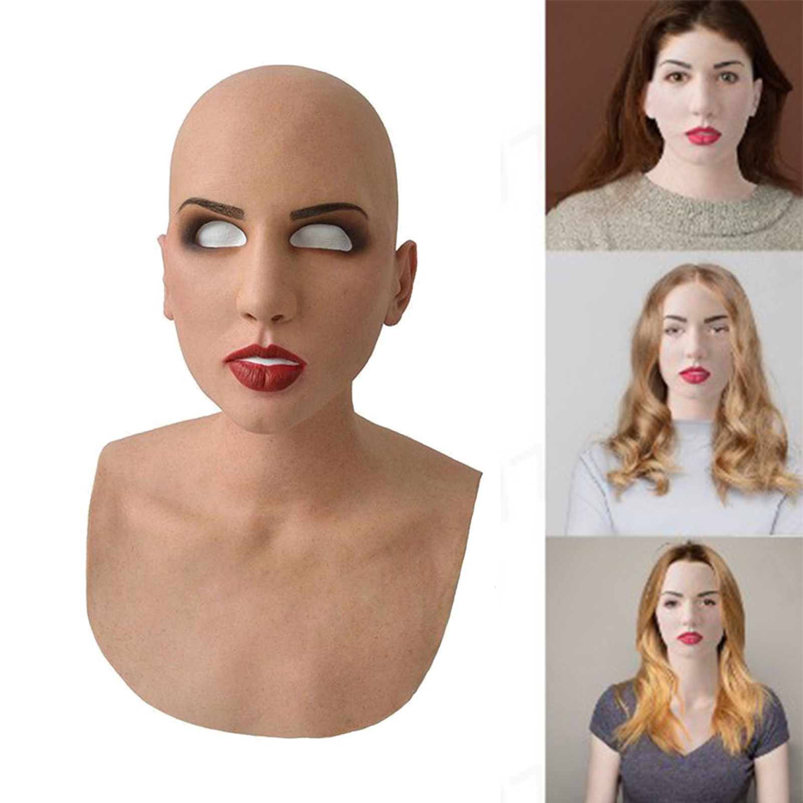 

Another Me Women Latex Face Head Mask Realistic Masquerade Silicone Party Cosplay Crossdress Mask Halloween Masquerade Costume Props for Adult