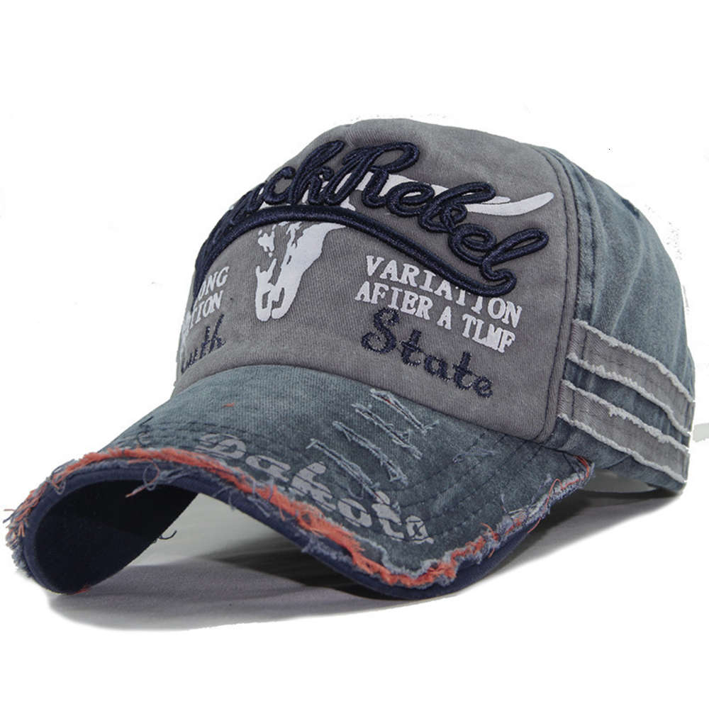 

Baseball cap Korean cowboy worn out hat fishing men's and women's sunscreen, Blue;gray
