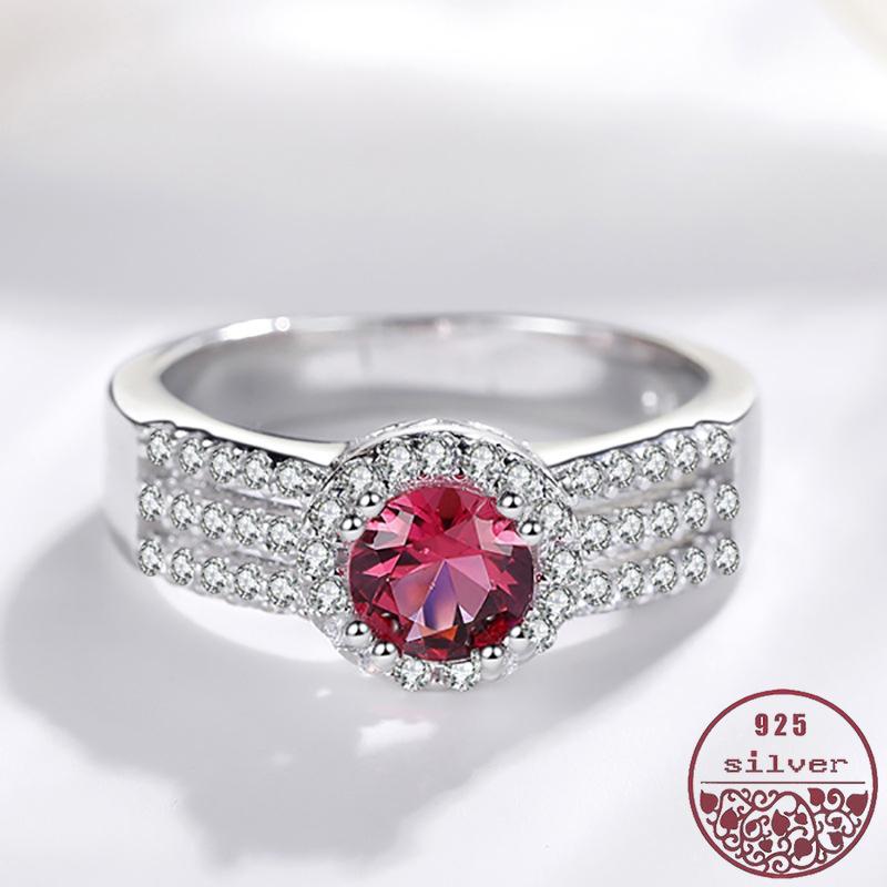 

Cluster Rings 925 Sterling Silver Korean Version Ruby Rose Ring Female Retro Code Simple Fashion Live Jewelry Diamond For Women