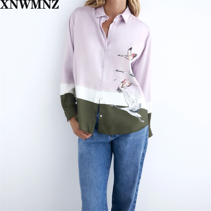 

Women Fashion Animal Print Loose Cozy Blouses Vintage Long Sleeve Button-up Female Shirts Chic Tops 210520, Lavender