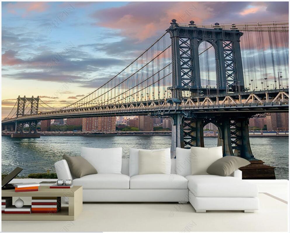 3d wallpaper on the wall custom photo mural Modern city architecture bridge landscape home decor living room wallpaper for walls 3 d-image-705316592