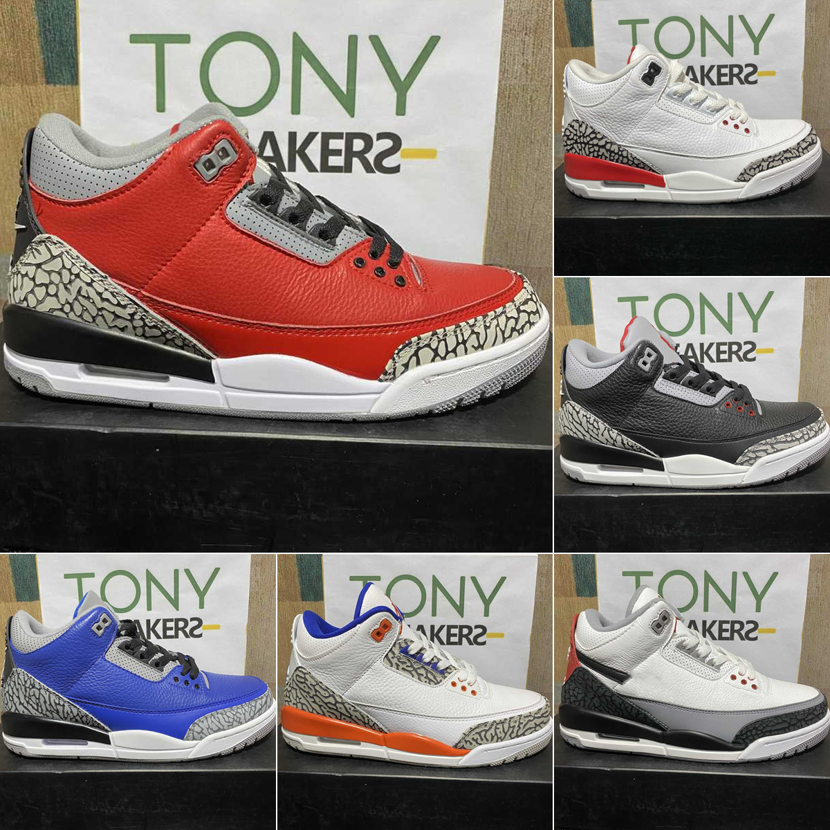 

2021 Authentic 3 A Ma Maniere Shoes Racer Blue 3s Black Cement White Midnight Navy UNC aser Orange Tinker Fragment Men Outdoor Sports Sneakers US7-13, Box