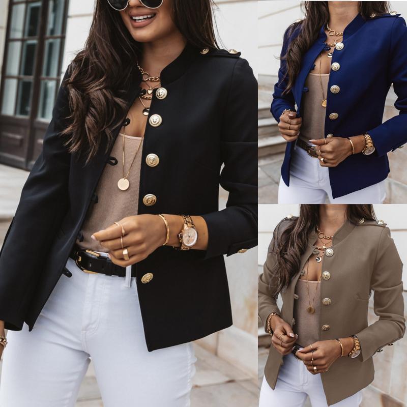 

Women' Suits & Blazers Women 2021 Jackets Veste Femme Slim-breasted Small Suit Solid Color Long-sleeved Short Coat Top For, Khaki