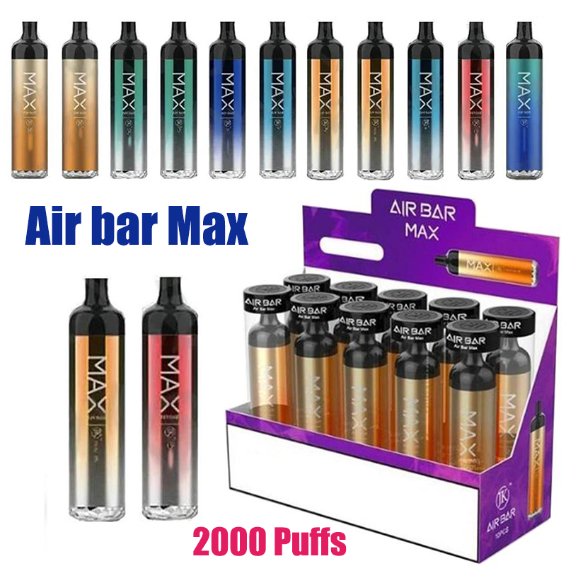 

Air Bar Max Lux Disposable E cigarettes Device Built-in 1250mah Battery 6.5ml Vape Pods 2000 puffs Dab Pen Starter Kit NEW Packing box