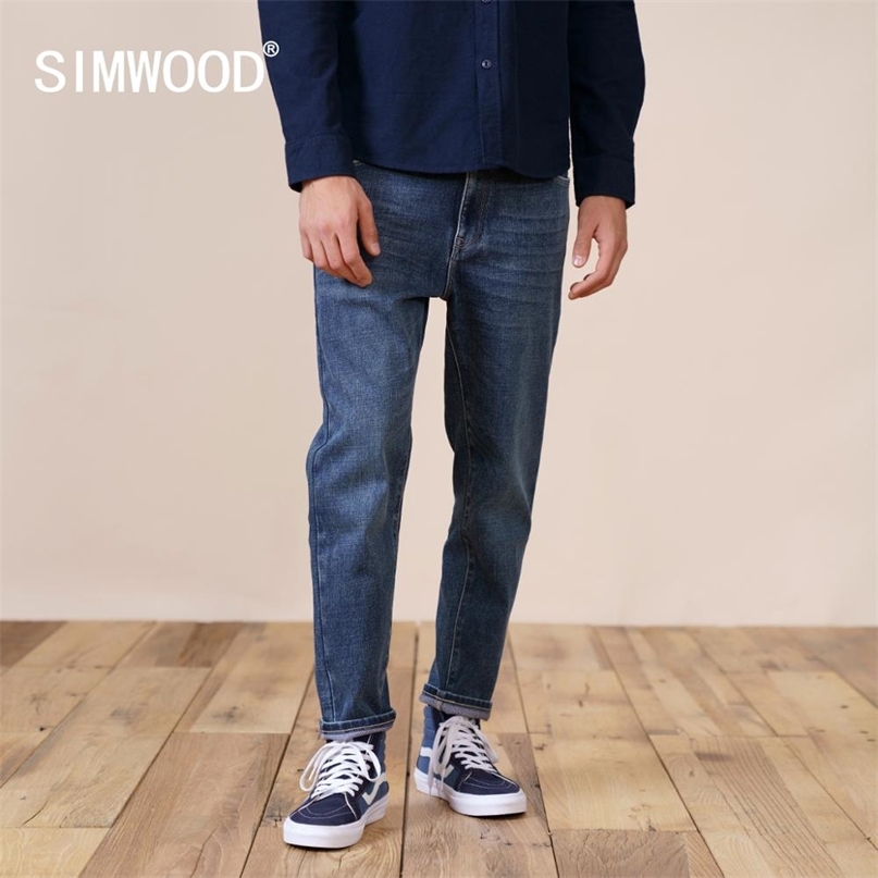 

Autumn Winter Comfortable Tapered Thick Jeans Men Ankle-Length Plus Size High Quality Denim Trousers 211108, Blue