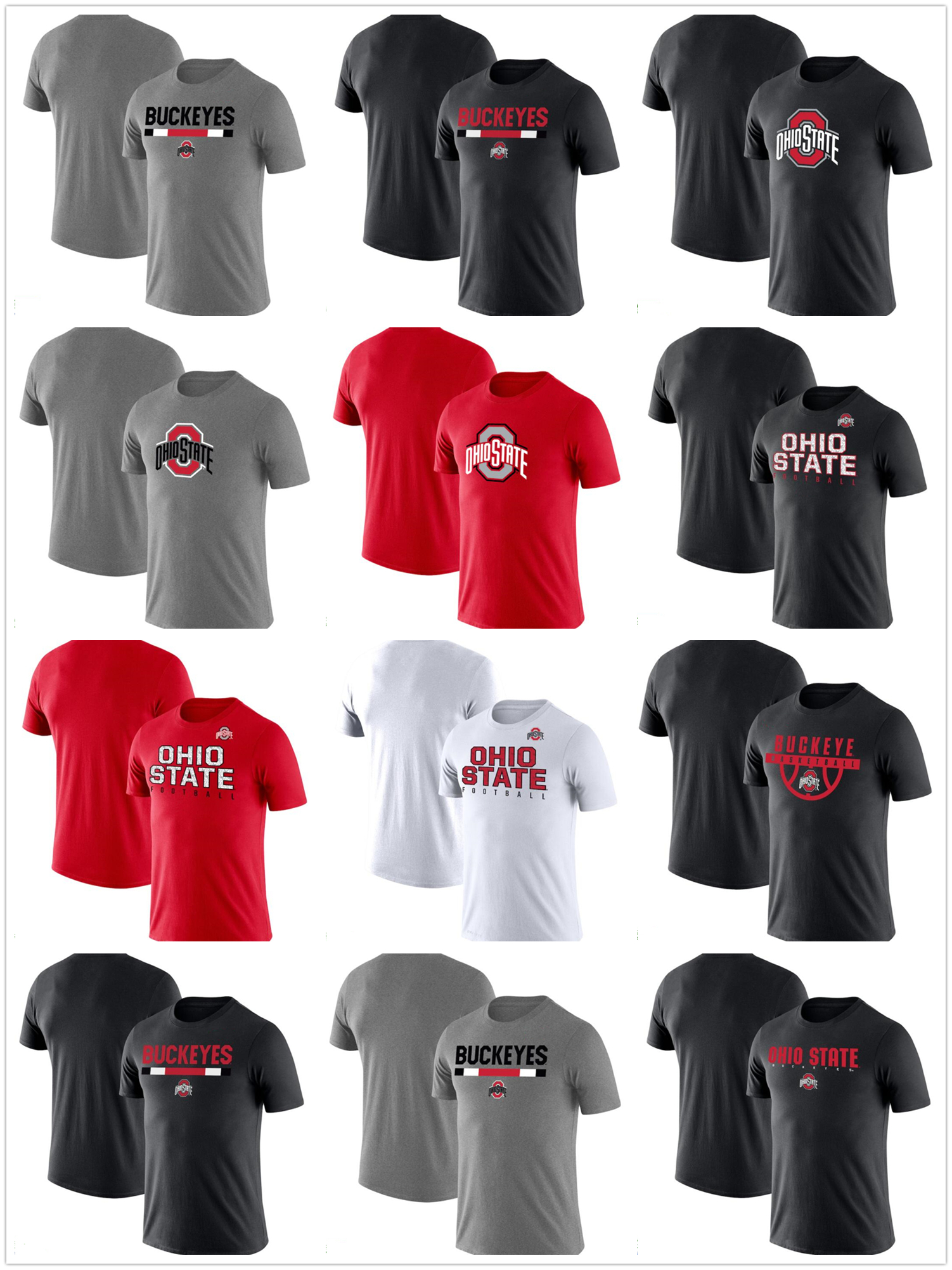

Ohio State Buckeyes T-shirt Cotton cloth Round collar,loose,breathable printing mens tees 001, As pics