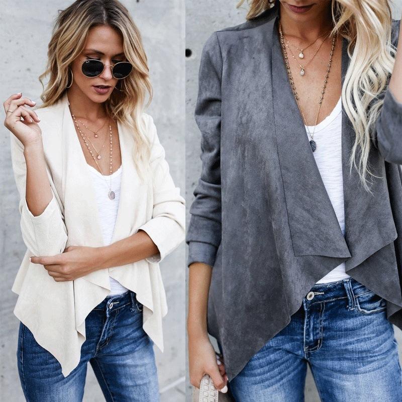 

Women's Jackets Suede Fabric Women Coat Slim Solid Outwear Long Sleeve Parka Trench Casual Jacket Winter Autumn, Black;brown