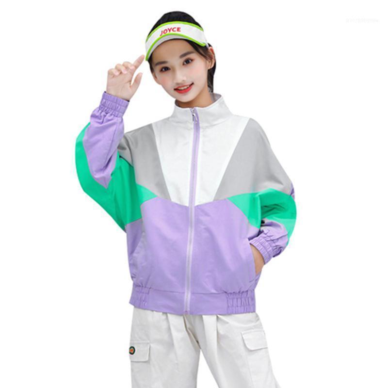 

Jackets Fashion Spring Jacket For Girl Patchwork Autumn Children Coats Sport Wear Clothes Kids Big Girls Teenage Clothing1, Blue;gray