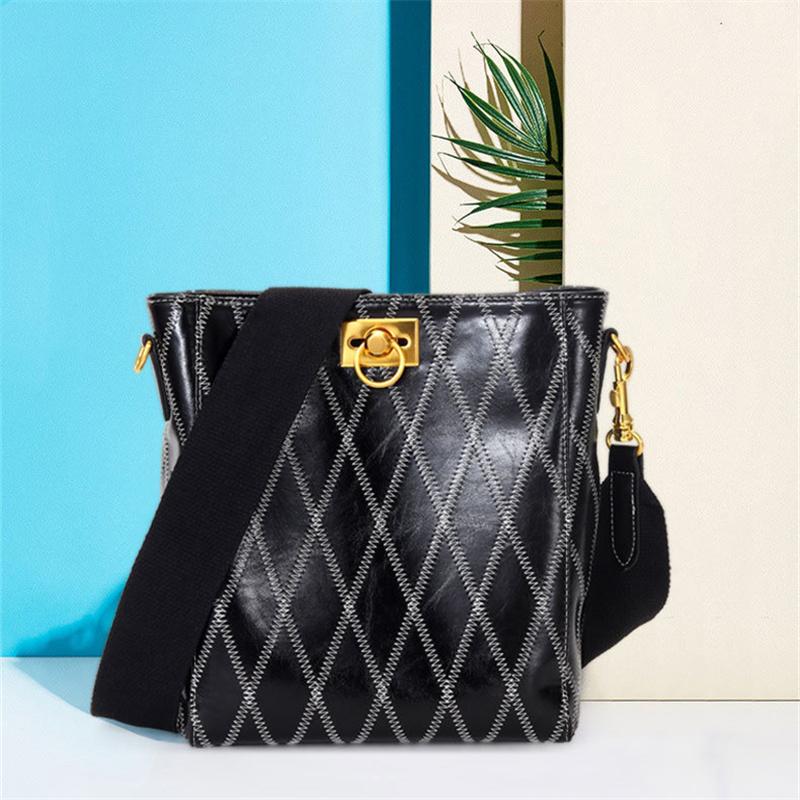 

Evening Bags 2021 Diamond Lattice Buckets For Women Luxury Designer Brand Top Quality Cow Leather Purses And Handbags Borse Da Donna, Black
