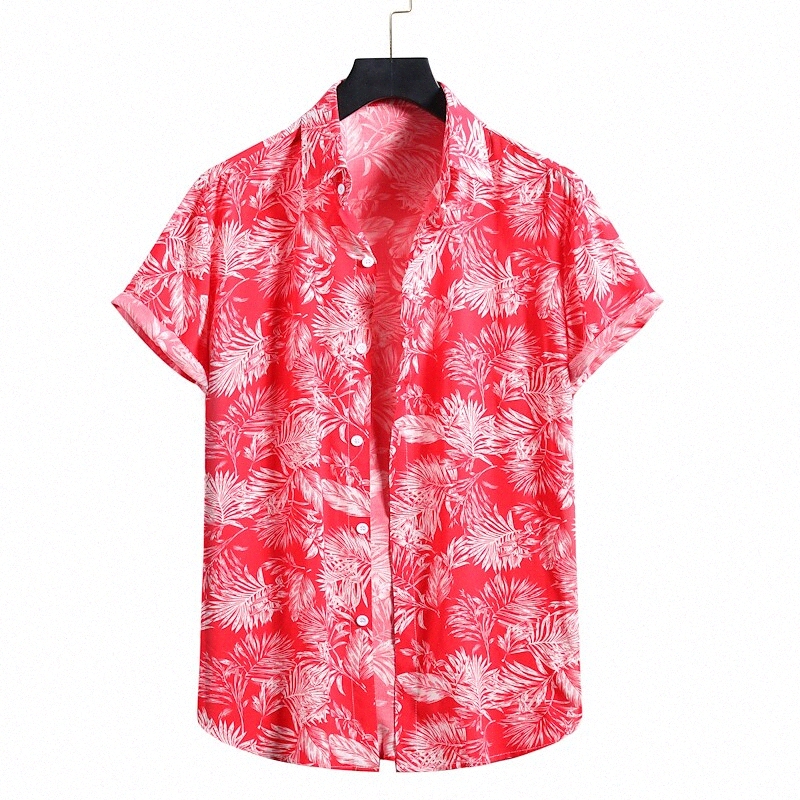 Men's Shirt Other Prints Plants Button Down Collar Casual Daily Print Short Sleeve Tops Hawaiian Blue Black Red l53q#